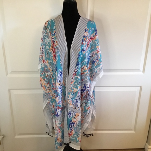 Women’s Long Kimono Cardigan Swimsuit Cover Up - Picture 3 of 6